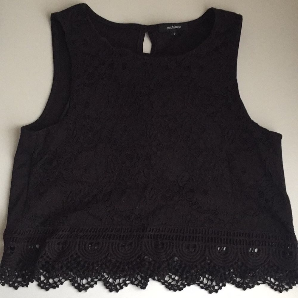 Black lace crop top